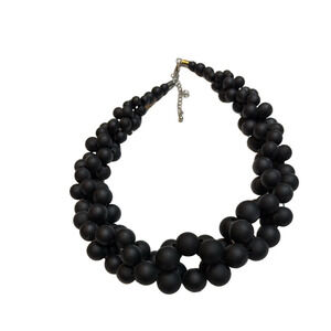 Elegant Chunky Black Beaded Statement Necklace